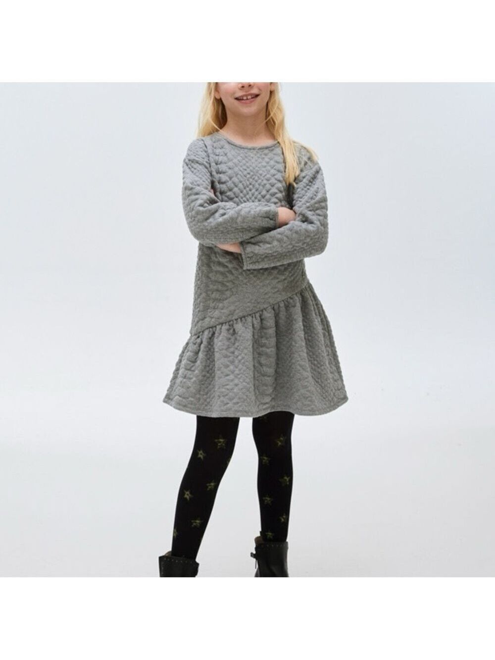Size 8 Girls Mayoral Gray Quilted Casual Dress for Kids